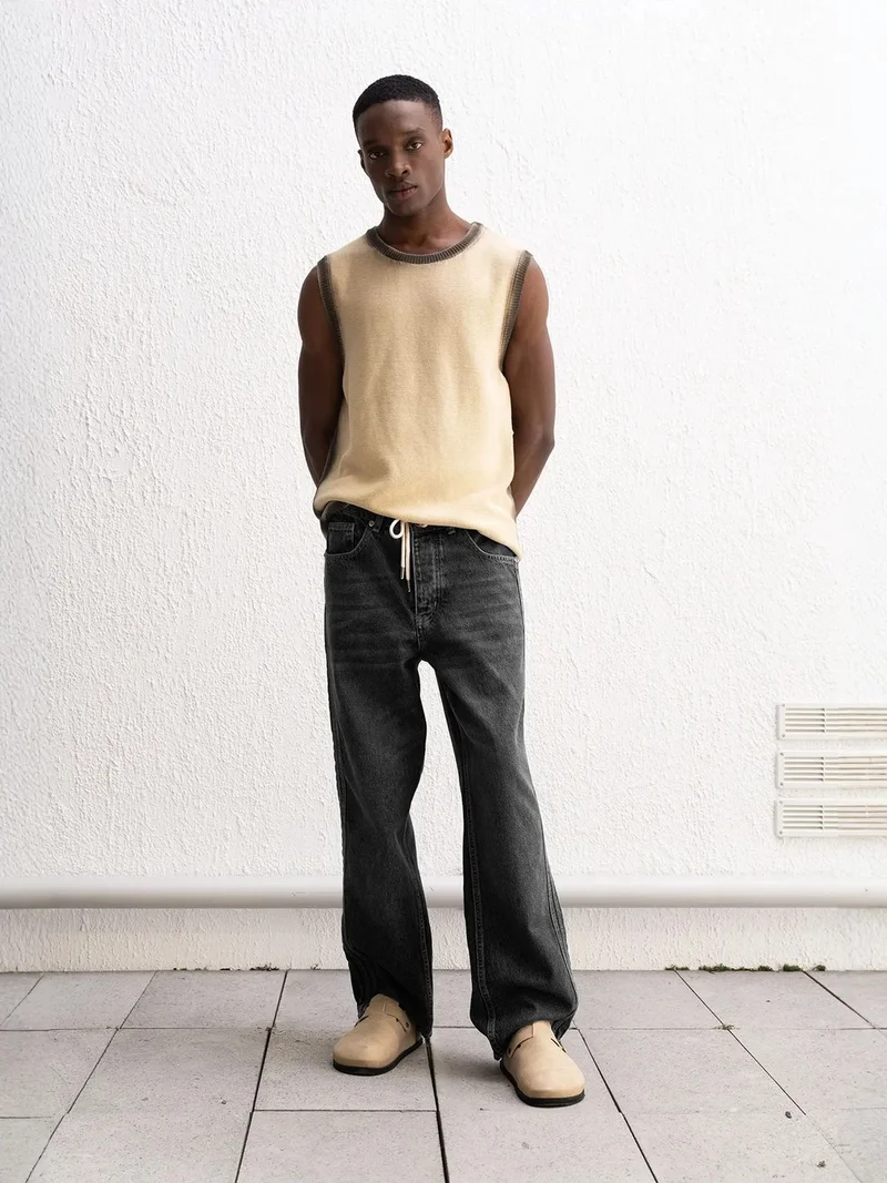 جيستو بنطلون جينز جيستو بقصة عادية وخطوط